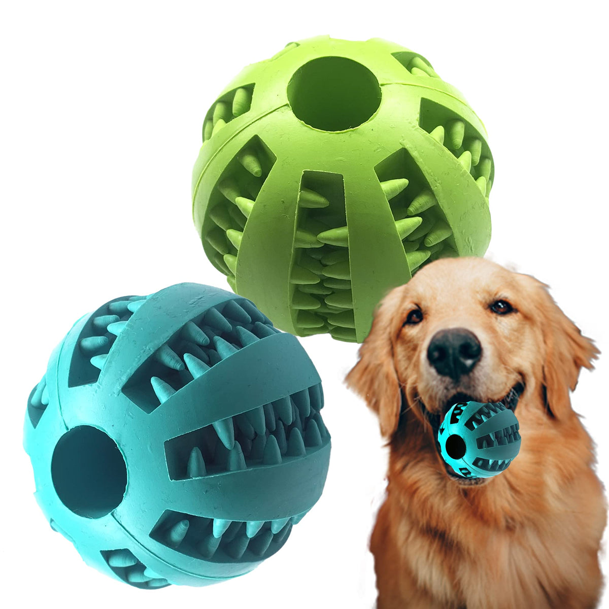 Spiky Treat Rubber Dog Balls - 2 Pack