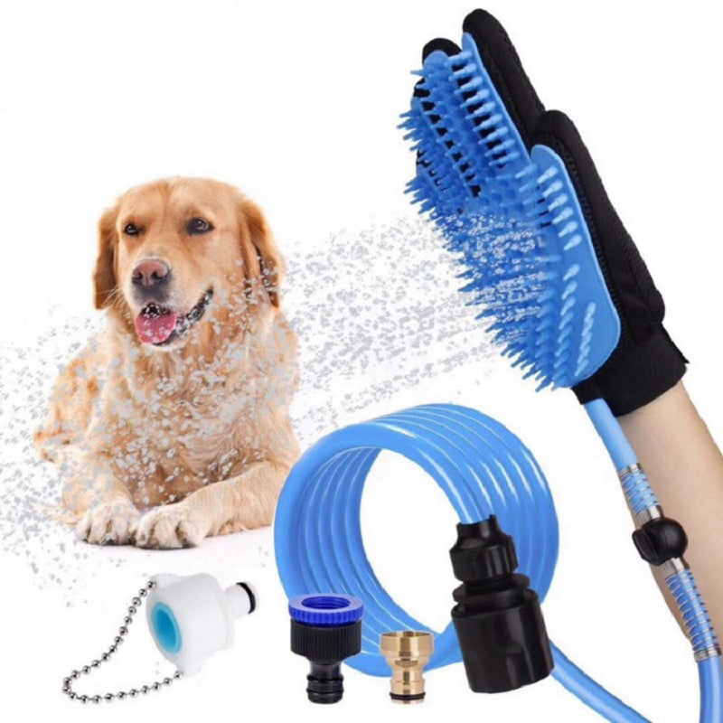 Pet Shower Brush Glove with Hose