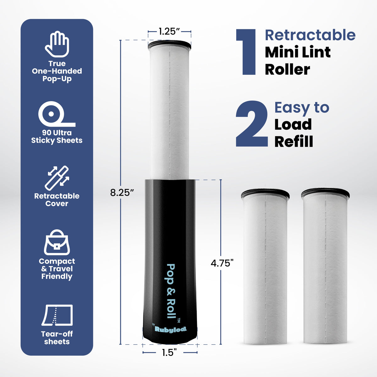 Retractable Mini Lint Roller for Pet Hair