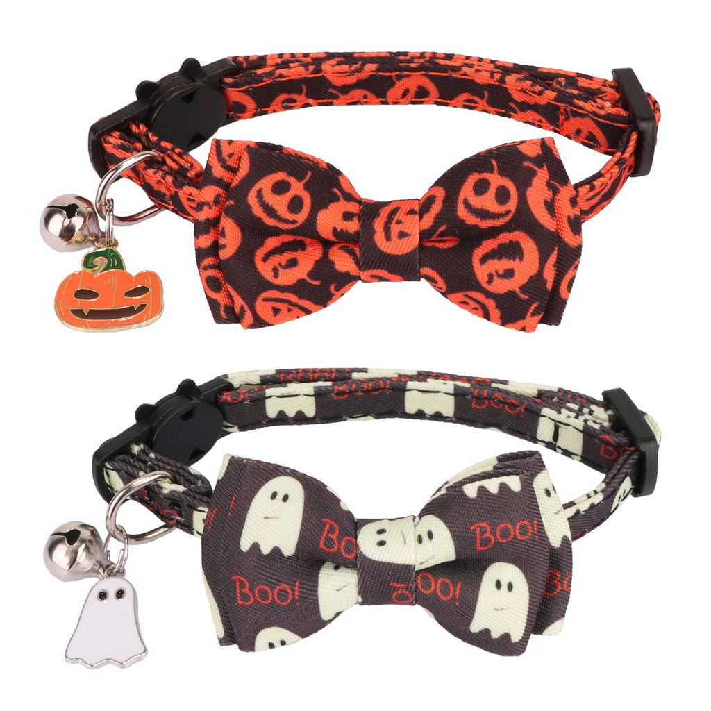Festive Feline Halloween Collar Duo