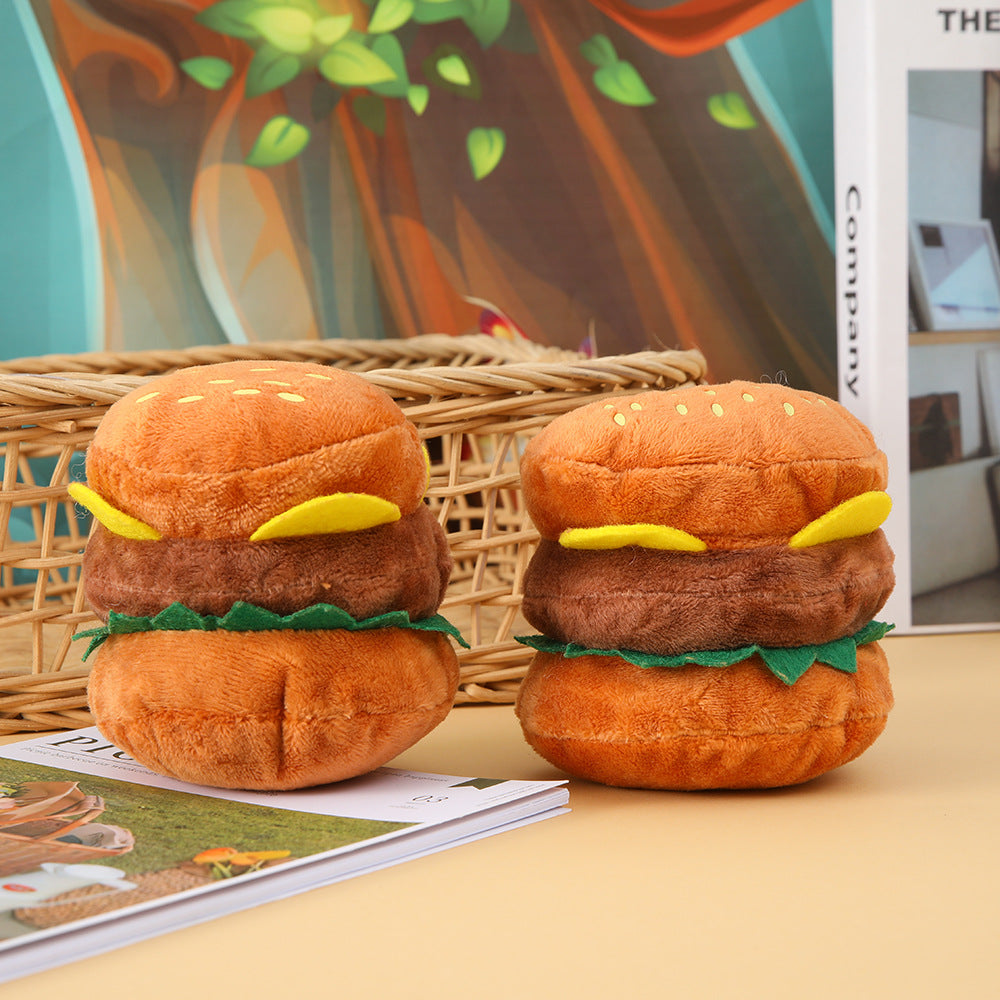 Durable Hamburger Dog Toy with Sound