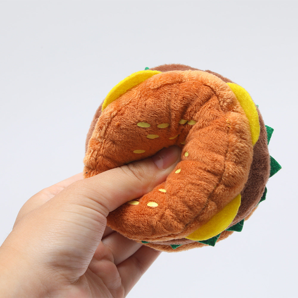 Durable Hamburger Dog Toy with Sound